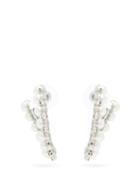 Matchesfashion.com Erdem - Crystal And Faux-pearl Embellished Hoop Earrings - Womens - Pearl