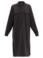 Matchesfashion.com Lemaire - Flap-pocket Silk-blend Midi Dress - Womens - Black