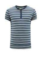 Matchesfashion.com Hemen Biarritz - Luzien Striped Cotton Jersey Henley T Shirt - Mens - Navy Stripe