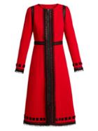 Matchesfashion.com Andrew Gn - Lace Trimmed Wool Crepe Coat - Womens - Red