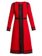 Matchesfashion.com Andrew Gn - Lace Trimmed Wool Crepe Coat - Womens - Red