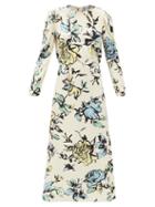 Matchesfashion.com Redvalentino - Bow-embellished Floral-print Crepe Midi Dress - Womens - Cream Multi