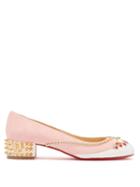 Matchesfashion.com Christian Louboutin - Hippipump Crystal Appliqu Suede Ballet Flats - Womens - Light Pink