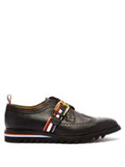 Matchesfashion.com Thom Browne - Tricolour Stripe Grained Leather Longwing Brogues - Mens - Black