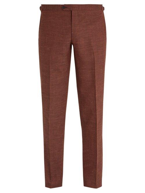 Matchesfashion.com Thom Sweeney - Slim Leg Wool Blend Trousers - Mens - Burgundy
