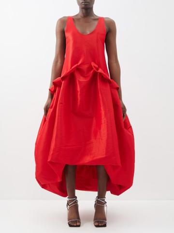 Kika Vargas - Ramya Ruffled Taffeta Puff-skirt Dress - Womens - Red