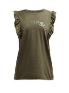 Matchesfashion.com The Upside - Frill Muscle Logo Printed Tank Top - Womens - Khaki