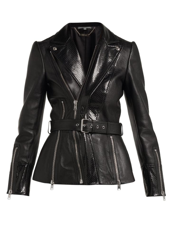 Alexander Mcqueen Python-effect Leather Jacket