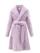 Matchesfashion.com Bottega Veneta - Triangle-stitched Belted Shearling Coat - Womens - Light Purple