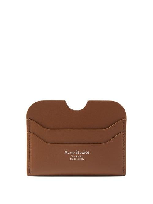 Acne Studios - Foiled-logo Leather Cardholder - Mens - Brown