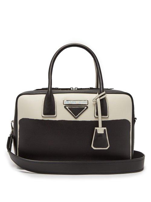 Matchesfashion.com Prada - Leather Bowling Bag - Womens - Black White