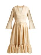 Matchesfashion.com Loup Charmant - Sea Island Bell Sleeve Linen Dress - Womens - Cream