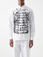 Stefan Cooke - Brushstroke-print Cotton-poplin Shirt - Mens - White Black