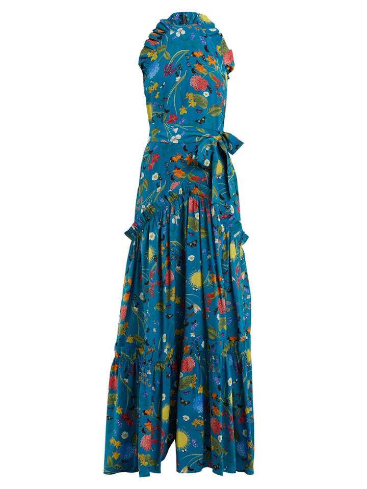 Borgo De Nor Tatiana Surreal Garden-print Silk Dress