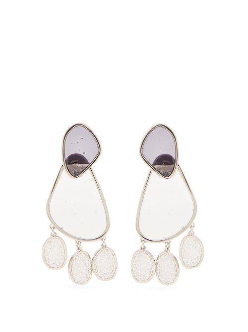 Matchesfashion.com Peter Pilotto - Double Face Drop Earrings - Womens - Clear