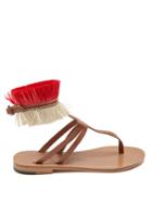Álvaro Arian Raffia-embellished Leather Sandals