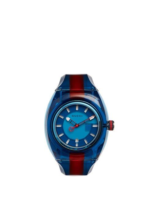 Matchesfashion.com Gucci - Sync Web Striped Watch - Mens - Blue Multi