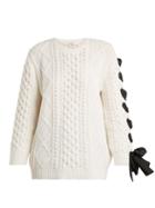 Valentino Laced Cable-knit Wool Sweater