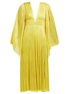 Matchesfashion.com Maria Lucia Hohan - Zakiya Pliss Silk Tulle Midi Dress - Womens - Yellow