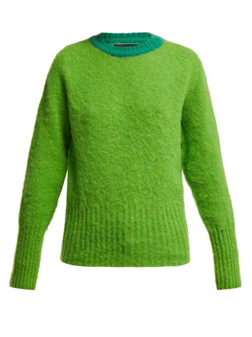 Matchesfashion.com La Fetiche - Viva Contrast Collar Wool Sweater - Womens - Green