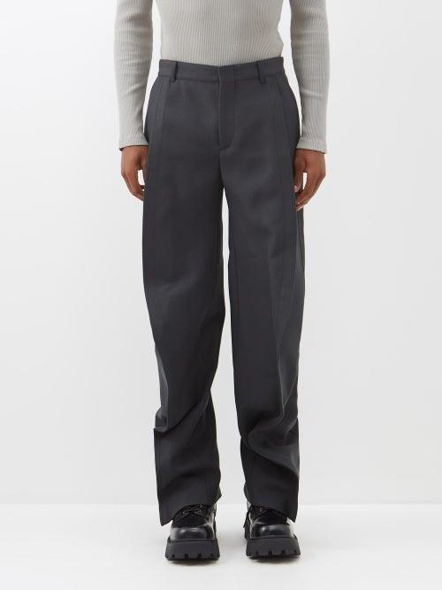 Y/project - Banana Wool Tailored Trousers - Mens - Dark Grey