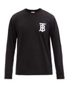 Matchesfashion.com Burberry - Tb-monogram Cotton-jersey Long-sleeved T-shirt - Mens - Black