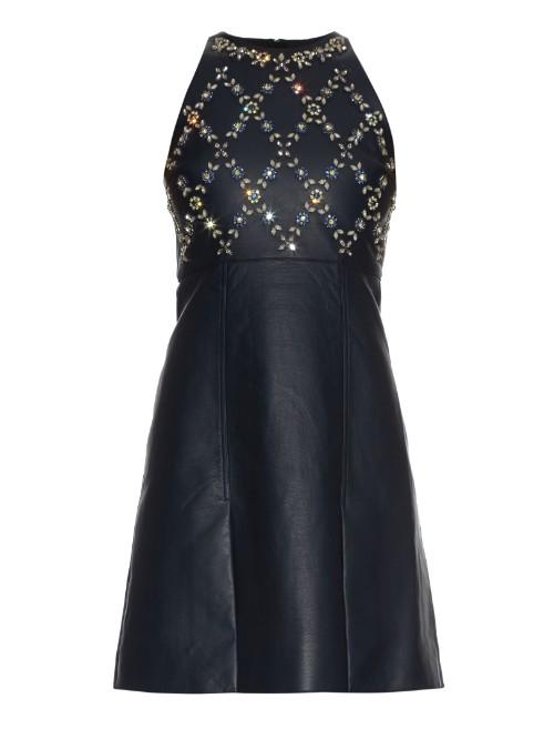 Erdem Hudson Beaded Leather Mini Dress