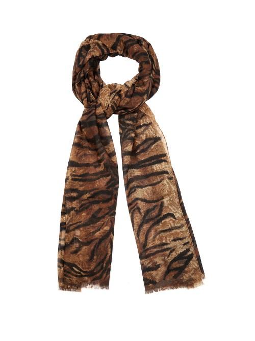 Saint Laurent Tiger-print Wool Scarf