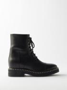 Chlo - Noua Blanket-stitched Leather Ankle Boots - Womens - Black