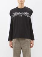Youths In Balaclava - Tattoo-print Long-sleeved Cotton T-shirt - Mens - Black