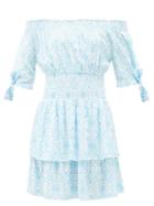 Matchesfashion.com Melissa Odabash - Camilla Amalfi Celeste Tile-print Mini Dress - Womens - Blue Print