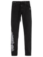 Matchesfashion.com Off-white - Embroidered Slim Leg Jeans - Mens - Black