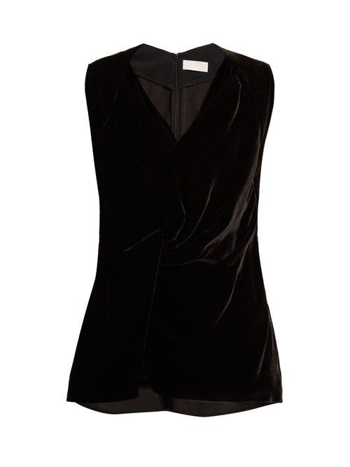 Matchesfashion.com Peter Pilotto - Draped Front Velvet Top - Womens - Black
