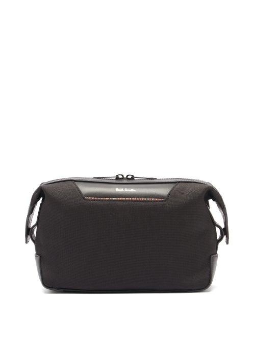 Matchesfashion.com Paul Smith - Signature-stripe Leather-trimmed Canvas Pouch - Mens - Black