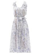 Matchesfashion.com Evi Grintela - Floral-print Cotton Midi Dress - Womens - White Print