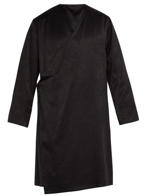 Matchesfashion.com Sasquatchfabrix - Asymmetric Satin Coat - Mens - Black