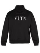 Matchesfashion.com Valentino - Logo Print Roll Neck Jersey Sweatshirt - Mens - Black