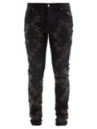 Matchesfashion.com Amiri - Star-appliqu Distressed Slim-leg Jeans - Mens - Black