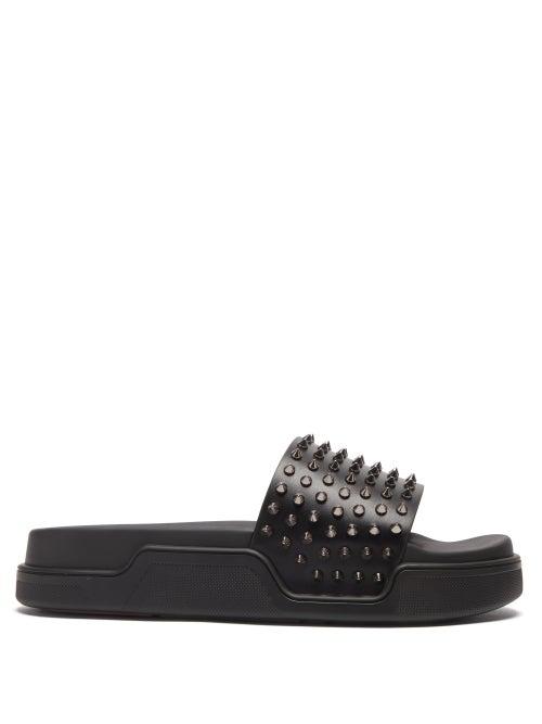 Christian Louboutin - Spiked Rubber Slides - Mens - Black Multi