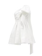 Matchesfashion.com Carolina Herrera - One-shoulder Bow-appliqu Silk-faille Dress - Womens - Ivory