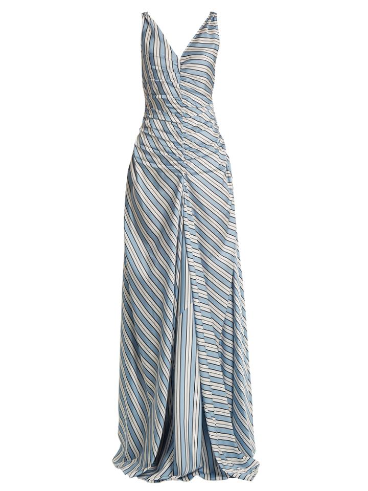 Attico Penelope V-neck Striped Dress