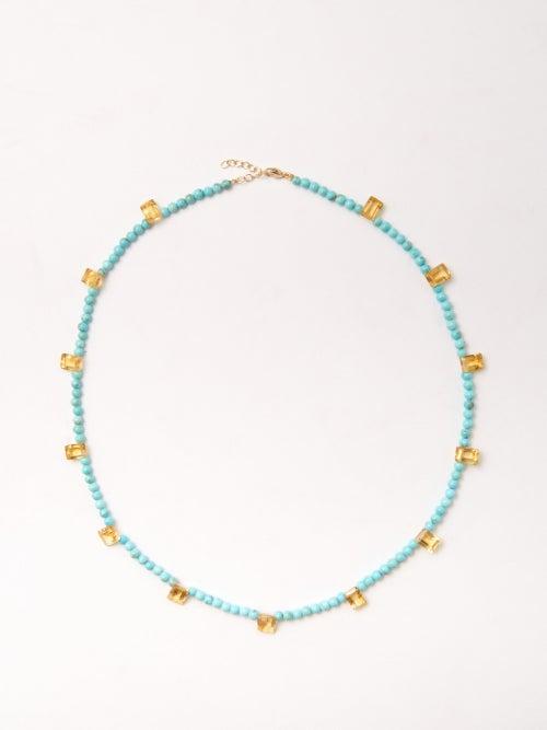 Jia Jia - Citrine, Turquoise & 14kt Gold Necklace - Womens - Blue Multi