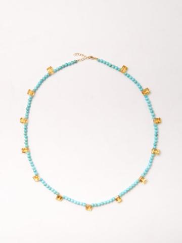 Jia Jia - Citrine, Turquoise & 14kt Gold Necklace - Womens - Blue Multi
