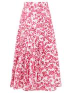 Matchesfashion.com Merlette - Almijara Floral-print Cotton Midi Wrap Skirt - Womens - Pink Print