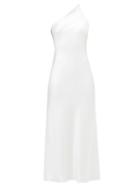 Matchesfashion.com Galvan - Ibiza One Shoulder Silk Satin Slip Dress - Womens - White