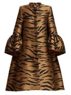 Matchesfashion.com Carolina Herrera - Trumpet Sleeve Tiger Jacquard Opera Coat - Womens - Brown Multi