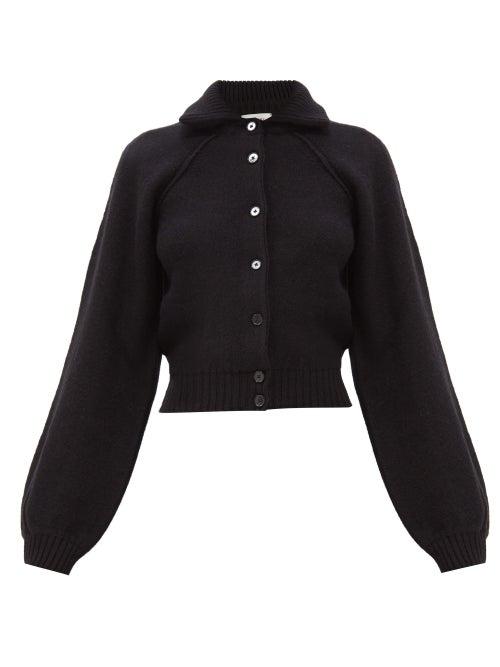Matchesfashion.com Lemaire - Ribbed-collar Wool Cardigan - Womens - Black