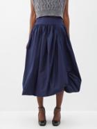 Molly Goddard - Alf Gathered Cotton Midi Skirt - Womens - Navy
