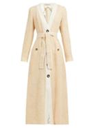 Matchesfashion.com Alessandra Rich - Metallic Tweed V Neck Robe Midi Dress - Womens - Light Yellow