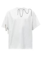 Matchesfashion.com Christopher Kane - Squiggle Cupchain Embellished Cotton T Shirt - Womens - White